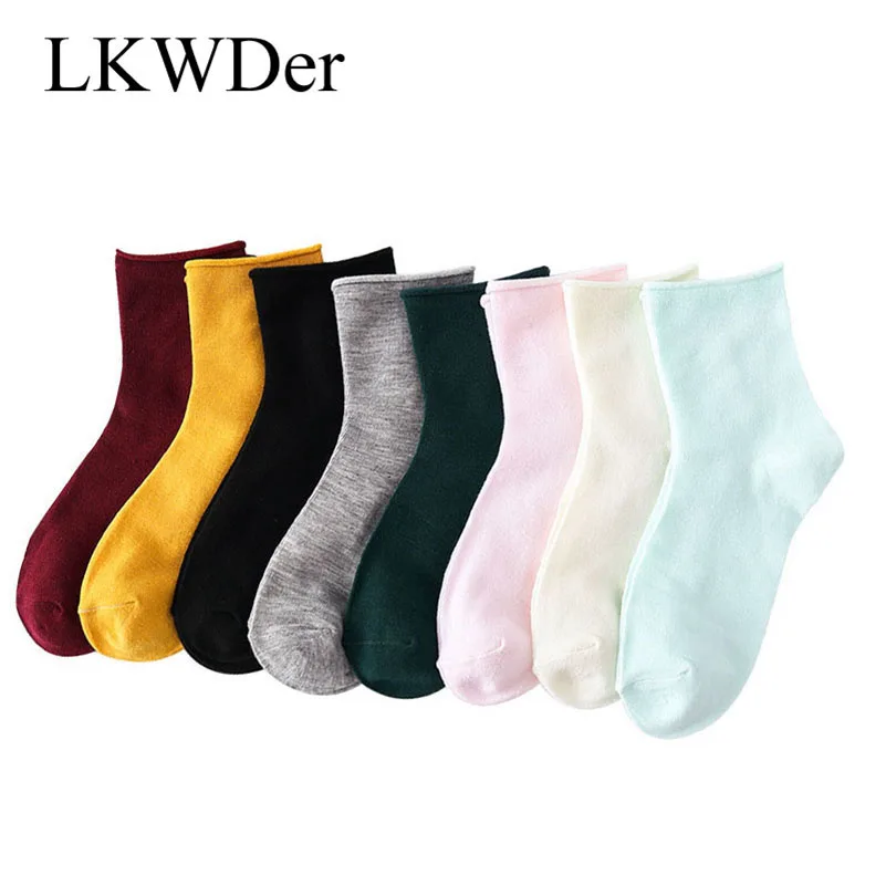 LKWDer 10 пар/лот, женские носки, персональные, трендовые, чистый карамельный цвет, носки, простые, весна, осень, зима, женские хлопковые носки, Meias
