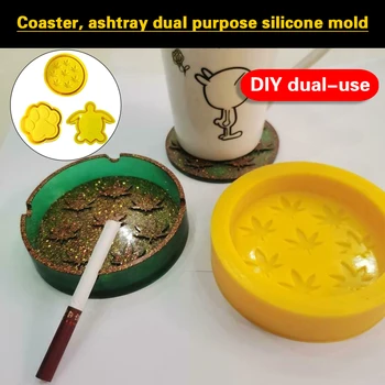 

Round Ashtray Silicone Mould Maple Leaf Shape Pad Mold DIY Craft Crystal Epoxy Coaster Cup Home Ashtray Smoking Accessories