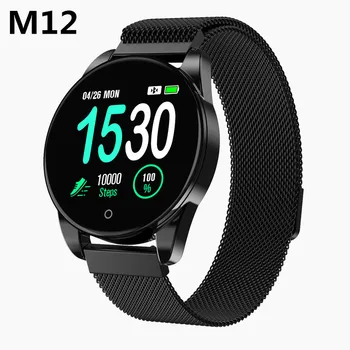

Newest M12 smart watch fitness monitor heart rate blood pressure blood oxygen monitoring pedometer calorie waterproof smartwatch