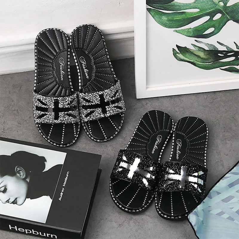 

Fashionable Korean-style Flat Heel Anti-slip Wear-Resistant Line-styled PVC Slippers Women's Activity Hot Sales