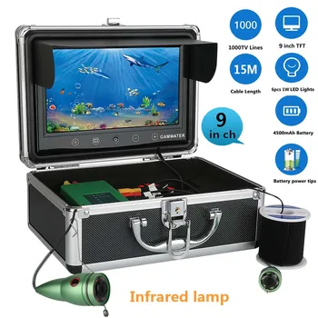 

YSB 9" Inch 1000TVL Fish Finder Camera Fishing Underwater Camera 6 PCS 1W LED Light For Ice with 15M Cable