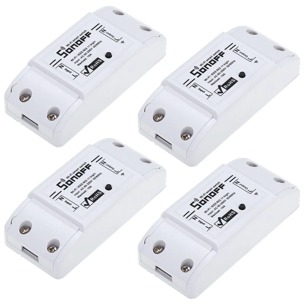 4 pcs SONOFF базовый Wifi переключатель беспроводной пульт дистанционного управления работа с Alexa для Google Home таймер приложение управление Модуль Автоматизации умного дома - Комплект: 4 pcs