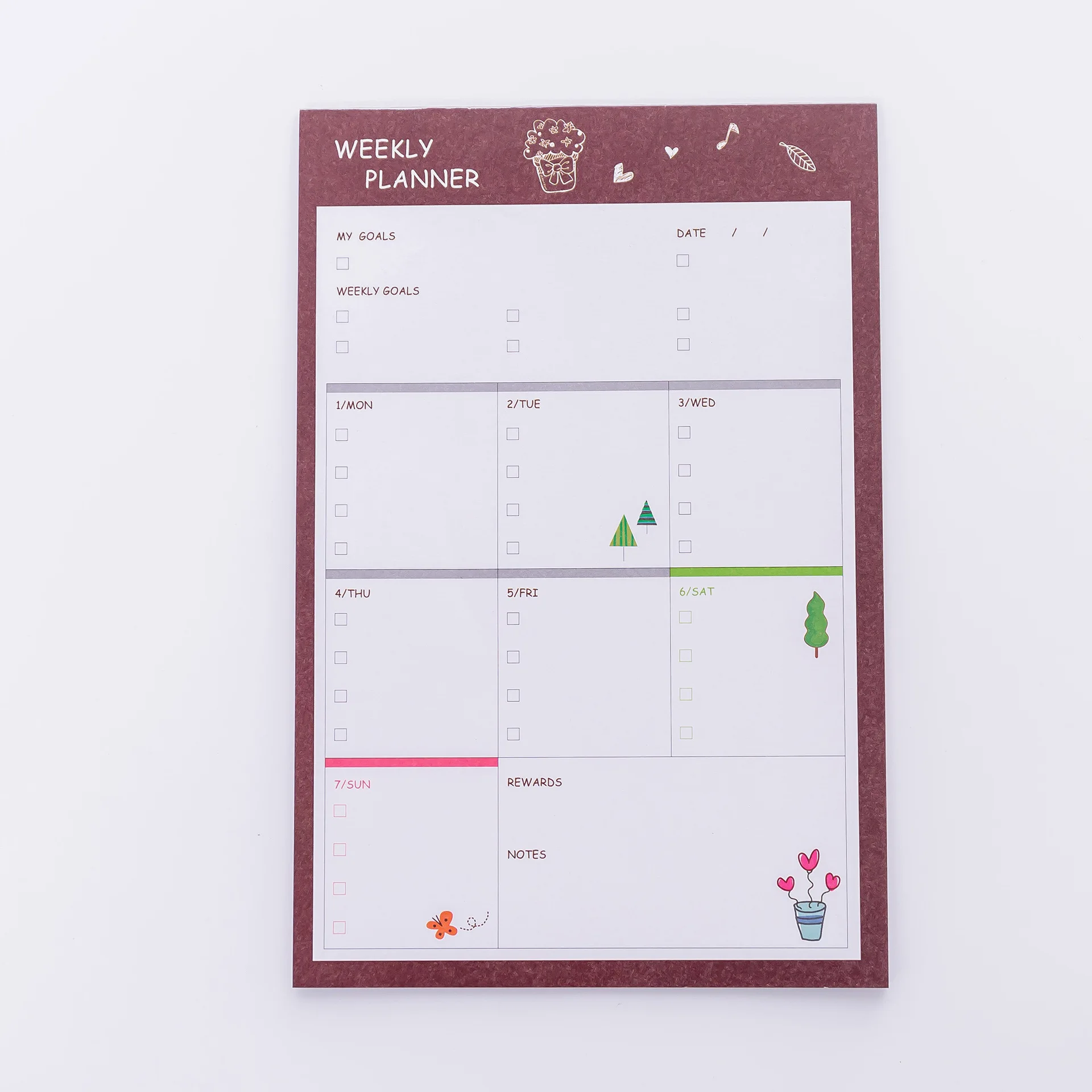 Kawaii Стикеры для заметок милый Memopad ежедневный еженедельник наклейки креативные N Times заметки листы для офиса школы канцелярские принадлежности - Цвет: brown weekly 1pc