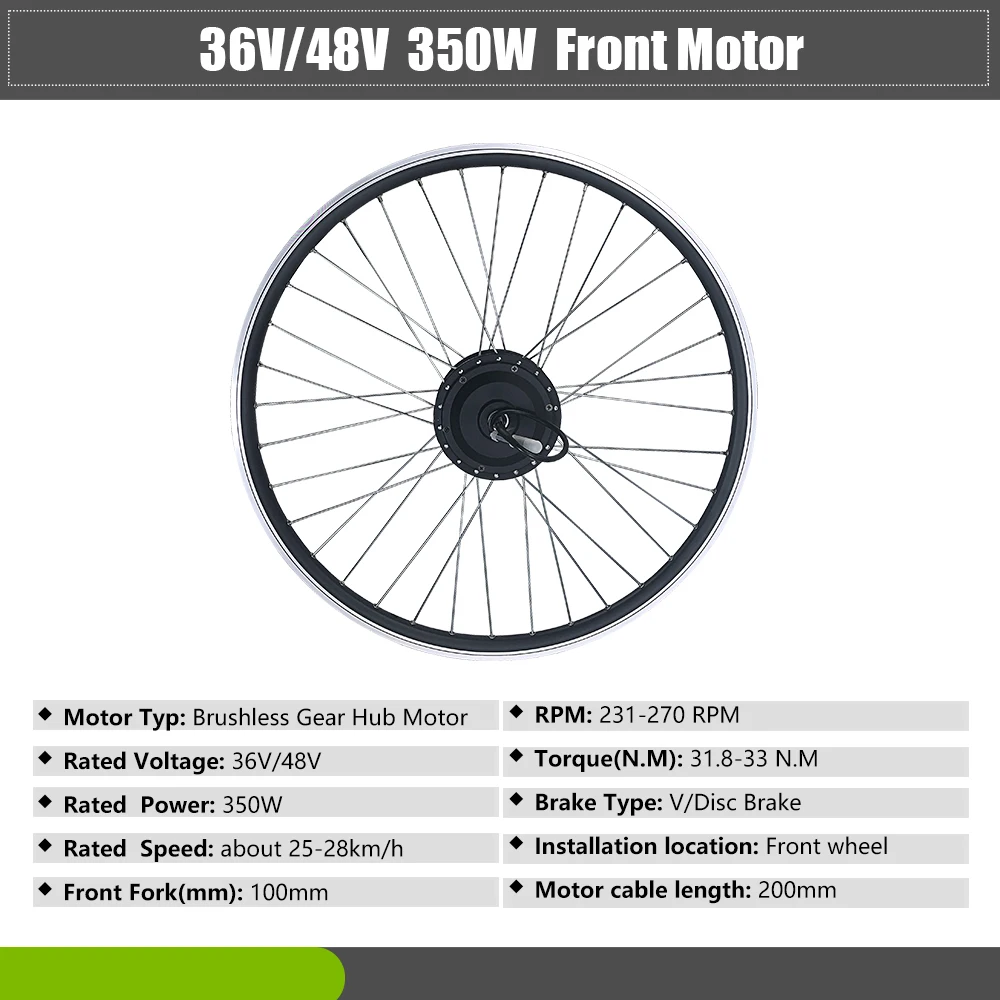 US $109.98 Electric Bike Conversion Kit 1629 inch 700C ebike Conversion Kit 3648V 350W Front Bicycle Hub Motor Wheel with LCDLED display