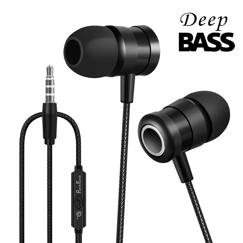 PunnkFunnk проводные наушники в ухо 1 2 м глубокий бас стерео Hifi с микрофоном для