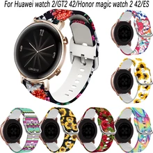 20Mm Siliconen Band Voor Huawei Horloge GT2 42Mm Vrouwen Afdrukken Riem Horlogeband Voor Honor Magic Horloge 2 42/Es Vervanging Polsband