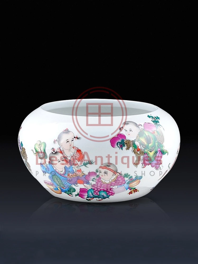 

Jingdezhen Ceramics China Craft Supplies Best Handmade Traditional Craft Creative Home Snow Scene Shallow Water Storage Tank 16