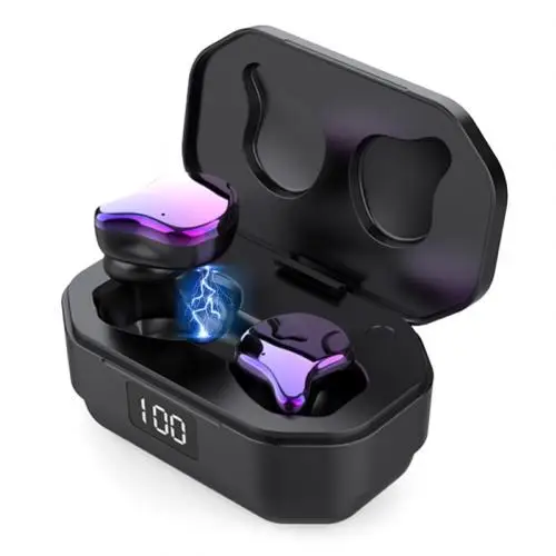 Фиолетовый G01 TWS дисплей питания Bluetooth 5,0 отпечатков пальцев сенсорные наушники, HD стерео беспроводной, шумоподавление игровая гарнитура - Цвет: Фиолетовый