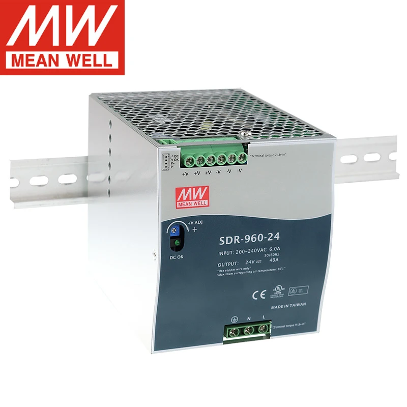 Оригинальный Meanwell SDR-960W 24V 48V промышленные на din-рейку Питание 960W с высокой