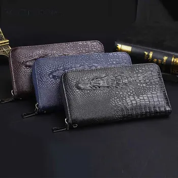 

Quality Leather Crocodile Wallets and Purses Soft Zipper Long Purses Credit Card Holder Coin Clutch Luxury Design Black 2020 New
