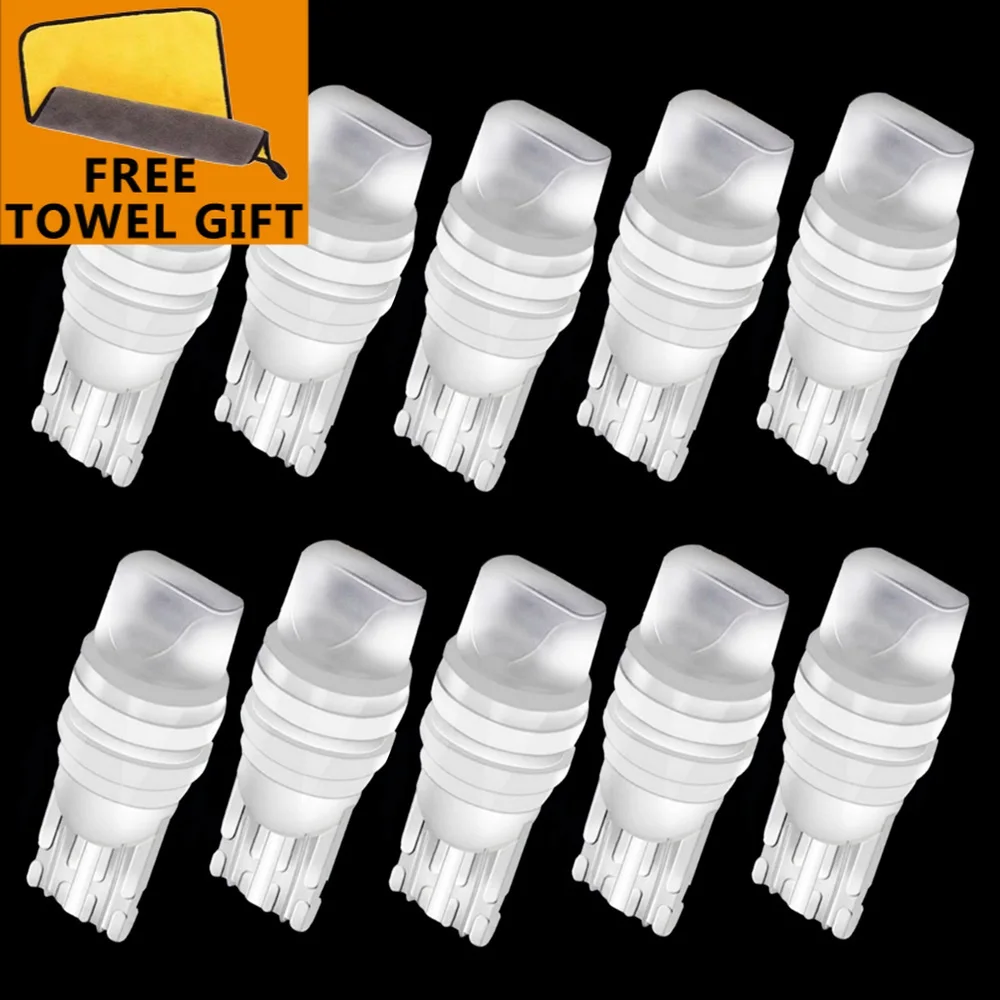 10Pcs T10 W5W Ceramic 3D LED Waterproof Wedge Licence Plate Lights WY5W Turn Side Lamp Car Reading Dome Light Auto Parking Bulb |