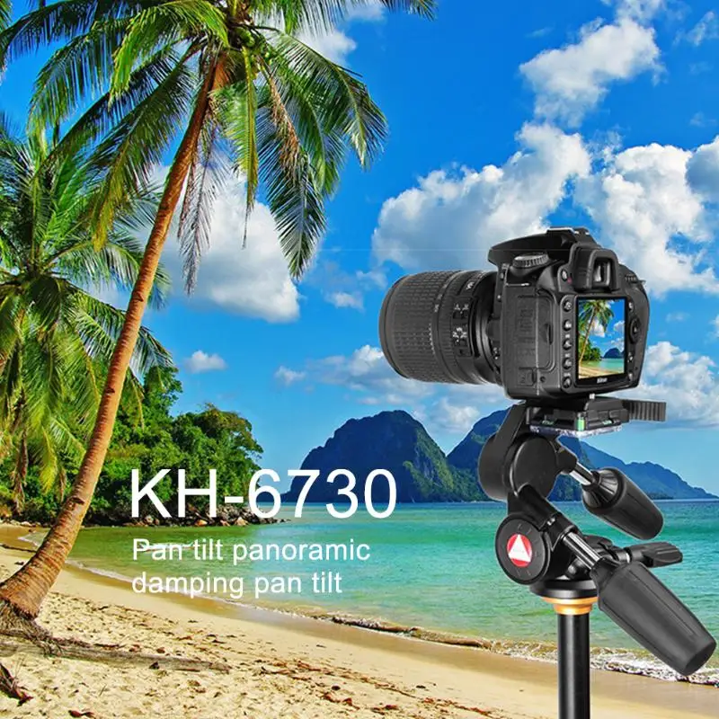 Kingjoy KH-6730 Профессиональный двойная ручка видео штатива 3 Way панорамный демпфирования Pan/наклон головы с 1/" Quick Release Plate