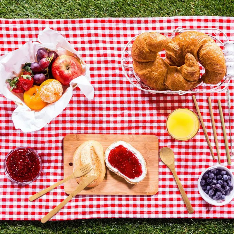 2 Set Bamboo Cutlery Flatware Set Bamboo Travel Utensils Include Reusable Knife Fork Spoon Chopsticks Straws