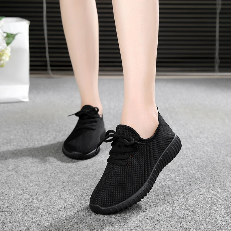 black 6625 Женские вулканизированные шлепанцы на шнуровке; дышащая прогулочная обувь на плоской подошве; водонепроницаемые мокасины; дышащая сетчатая ткань - Цвет: black 6625