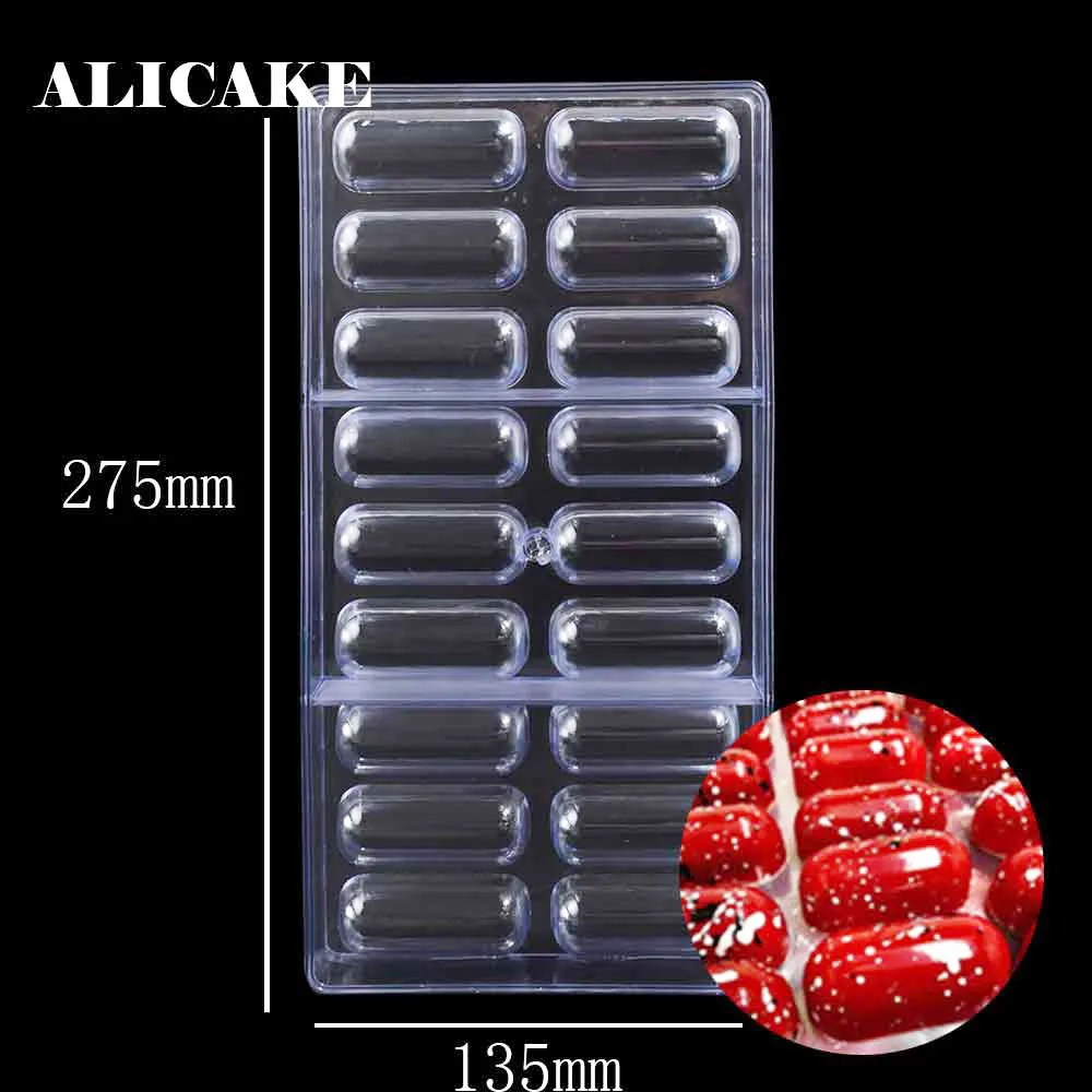 

18pcs Oval 3D polycarbonate chocolate moulds Cake Form Candy Pastry Chocolate Bar Molds Plastic Bakery Tools