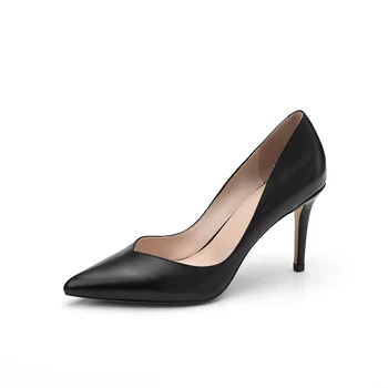

women high heels ladies shoes black heels Thin Heels Genuine Leather Pointed Toe luxury shoes women designers Work commute shoes