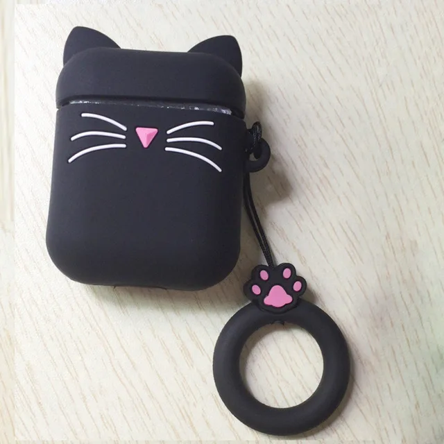 Чехол для airpods с милым котом из мультфильма, защитный чехол с милым ремешком, силиконовый чехол для air pods 2, беспроводной чехол для наушников - Цвет: 16