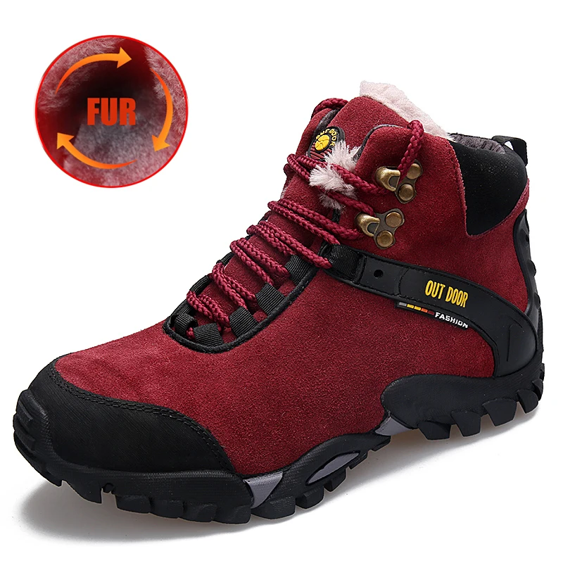Ботинки из натуральной кожи для альпинизма, теплые ботинки на меху для мужчин и женщин, водонепроницаемые военные тактические ботинки, армейские ботинки|Походная обувь|   | АлиЭкспресс