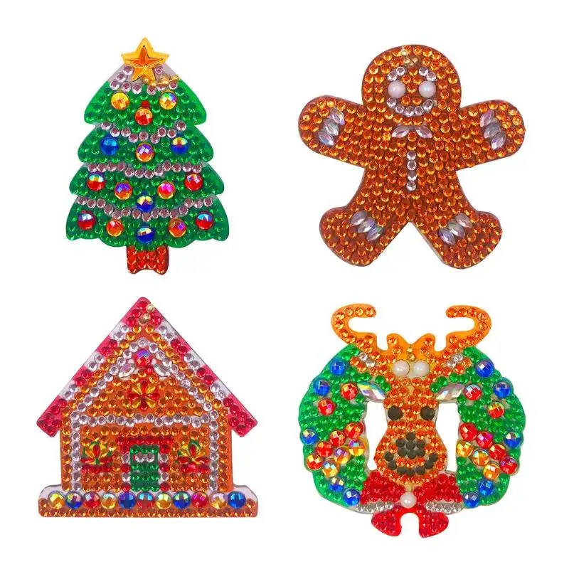 

5pcs DIY Full Drill Special Shaped Diamond Painting Keychain Christmas Women Keyring Diamond Embroidery Christmas Gifts