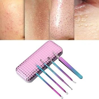 

5Pcs Acne Needle Set Pore Spot Cleaner Blackhead&Blemish Pimples Removers Blackhead Tweezers Face Skin Care Tools