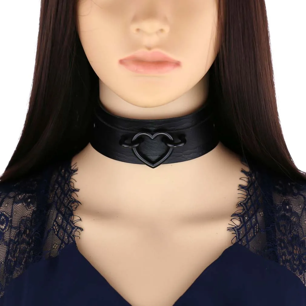Gothic All Black Heart Choker Aesthetic 