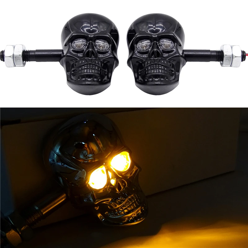 

1 Pair Motorcycle Refit Punk Skull Shape Turn Signal Lights Indicators Personalized Motorcycle univeisal Motorbike Accessories