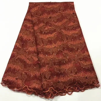 

African guipure lace fabric embroidery with stone 2020 high quality French Mesh Tull Lace Fabric For Wedding Party Dress
