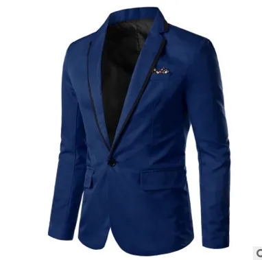 blue Men Casual Solid Slim Fit Blazer Mens Wedding Dress Coat Plus Size 5XL Autumn Fashion Social Business Male Suit Jacket - Цвет: blue