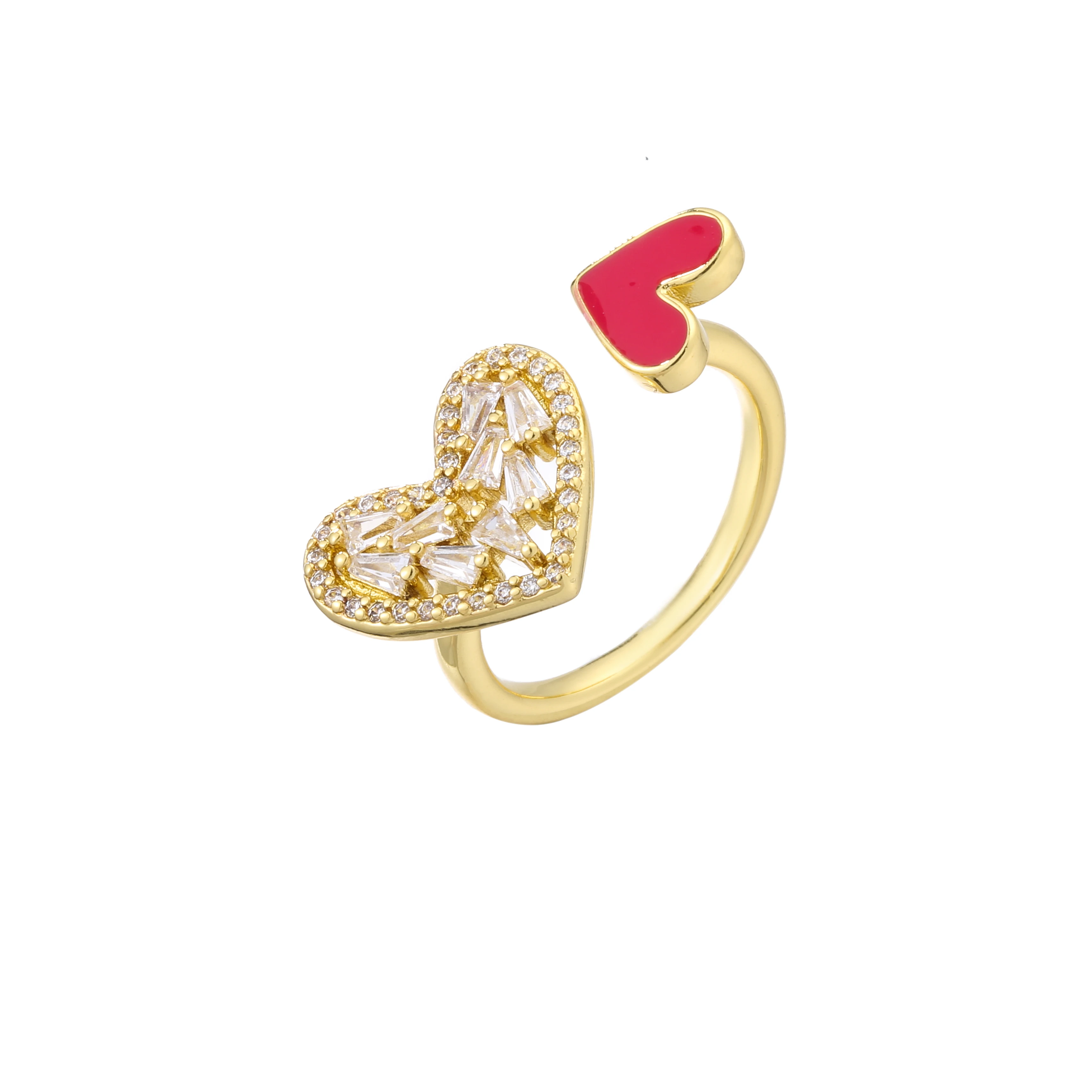 Bague Cœur d'Amour Romantique, Ajustable pour Femmes et Filles, Bijoux à la Mode