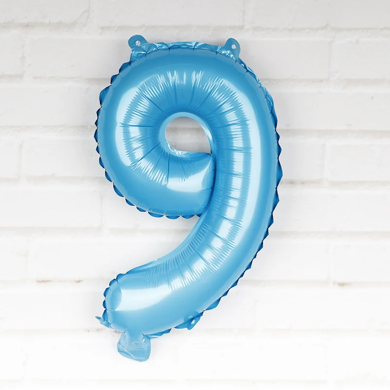 US thin rose gold candy color 16 inch digital aluminum film balloon birthday party wedding celebration supplies - Цвет: Blue 9