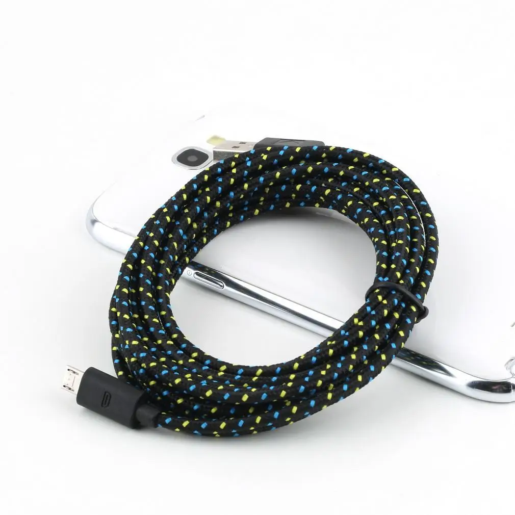 Лучшее/10FT пеньковая веревка микро USB кабель-трос для синхронизации данных для сотового телефона - Цвет: Черный