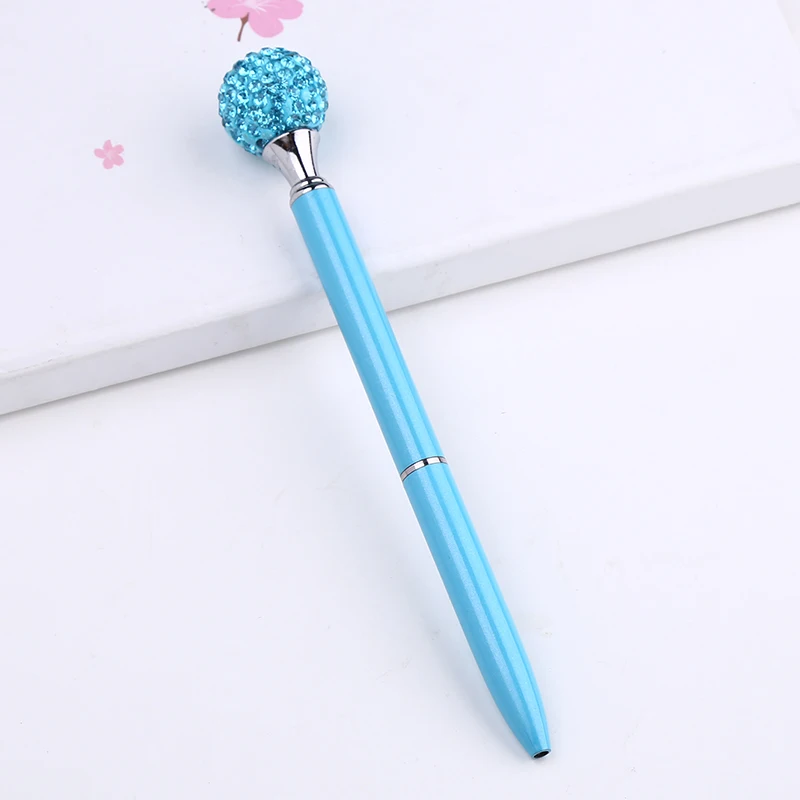 Шариковая ручка с бриллиантовым скипетром, персонализированные Кристальные Роскошные Металлические Ручки для письма, новинка, школьные, офисные, стационарные, подарки на заказ - Цвет: SkyBlue1Pc