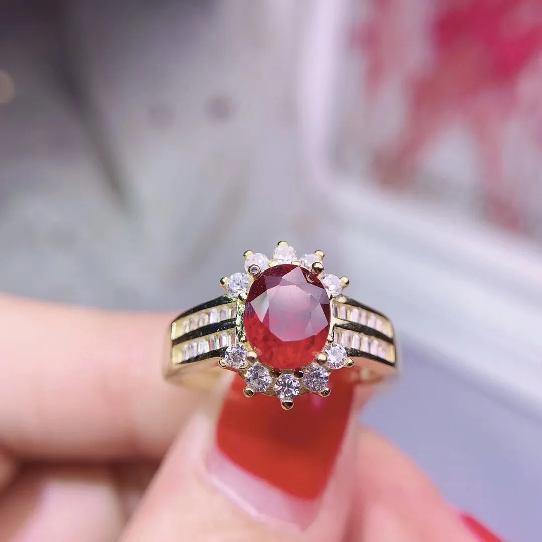 KJJEAXCMY boutique jewelry 925 sterling silver inlaid natural ruby gemstone female ring support detection fashion