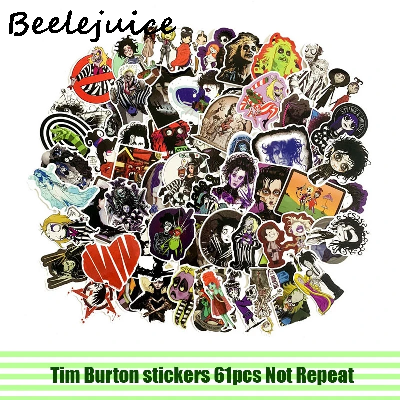 61 шт. наклейки на Хэллоуин Тима Бертона пастеры Мультяшные персонажи смешные