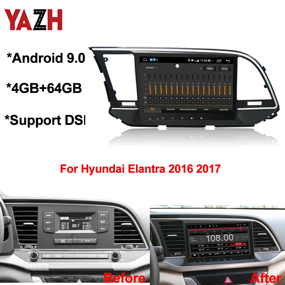 YAZH Android 9 0 4 + 64 Гб GPS навигация Мультимедиа для Hyundai Elantra 2016 2017 головное устройство с