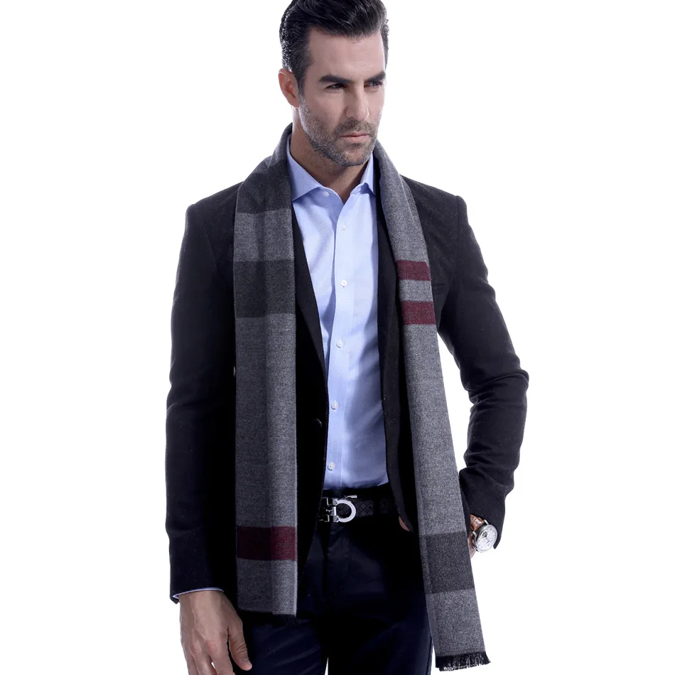 Роскошный брендовый мужской клетчатый шарф, европейские зимние шарфы, теплый тартановый шарф, деловые шарфы, модная Шаль, Шарф