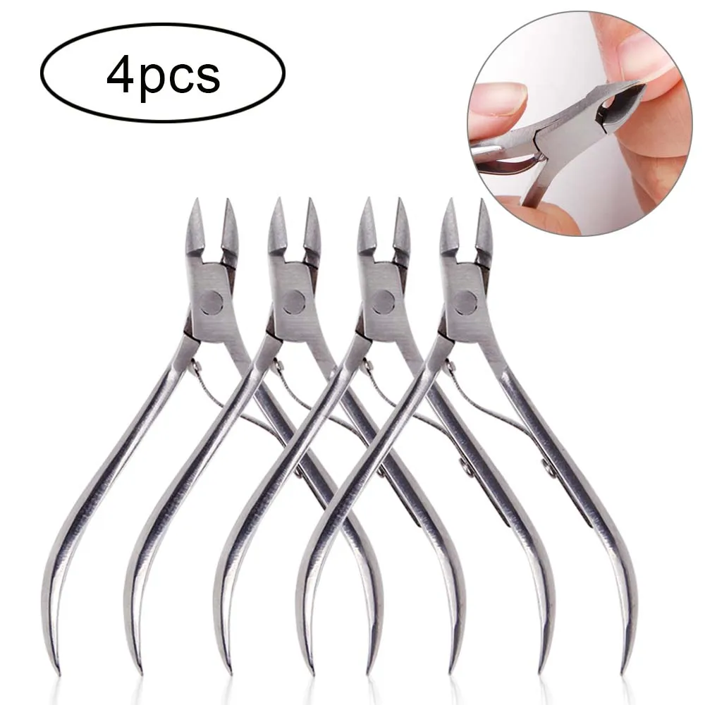 4pcs Silver 4/8/10 шт из нержавеющей стали c радужным щипцы для кутикулы Пинцет Машинка для удаления омертвевшей кожи плоскогубцы-ножницы для ногтей, маникюр, инструмент для маникюра - Цвет: 4pcs Silver