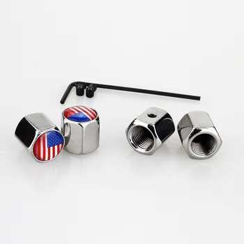 

Anti Theft United States U.S.A Flag Emblem Car Styling Metal Tire Valve Caps Tyre Air Stems Wheel Cover Tire Accessories