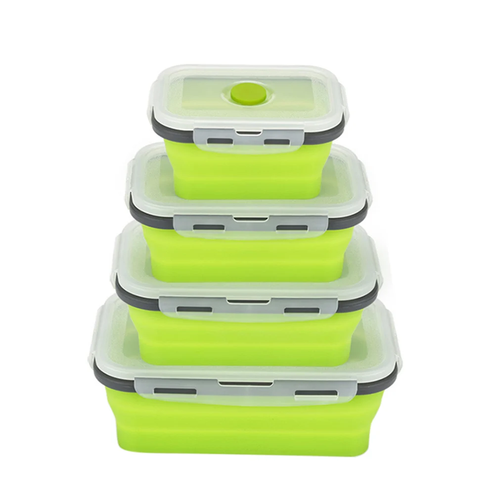 

Lunch Box Silicone Bowl Folding Foldable Portable Food Storage Container Eco-Friendly AUG889