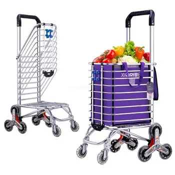 

Foldable Aluminum Alloy Shopping Cart Portable Luggage Cart Storage basket Large Climbing Cart Supermarket Shopping Cart