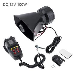 Sirène d'avertissement électronique pour voiture et moto, haut parleur avec micro, 100W, 12V, 7 sons 