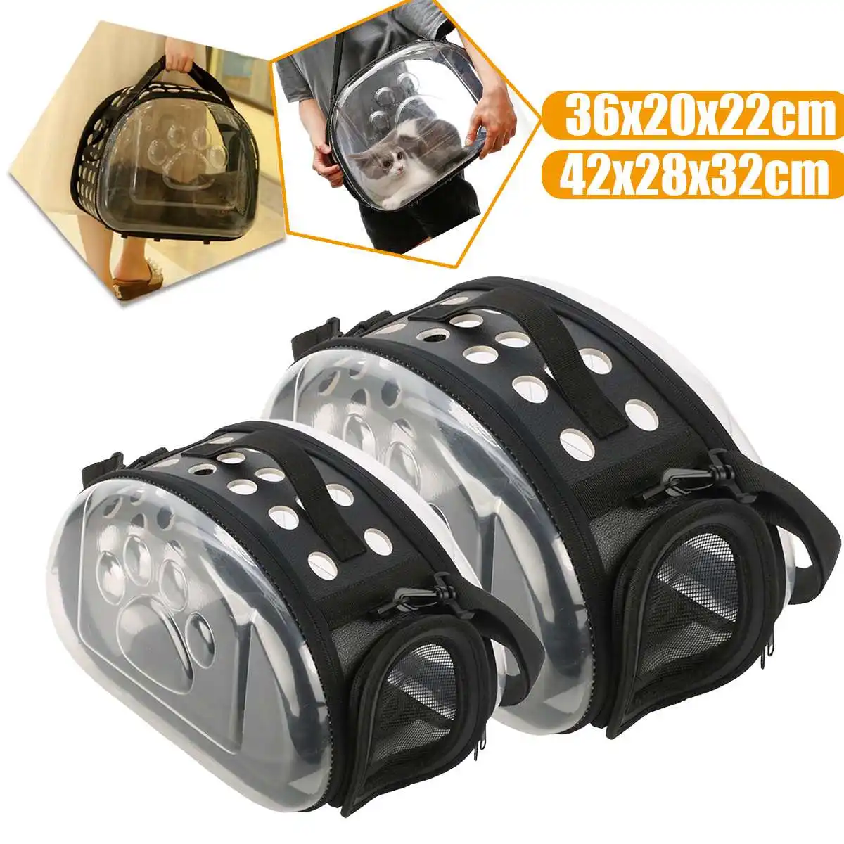 Переноска для домашних животных, прозрачная переноска для кошек, собак, дышащая переносная сумка для щенков, Китти, складная сумка для путешествий на плечо, рюкзак для домашних животных из ПВХ