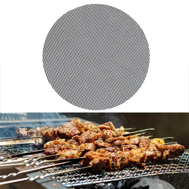 Grill Hálószőnyeg Nonstick Bbq Szőnyeg Nettó Cook Rács Borító 40 Cm Kerek Barbecue Főzők (Véletlen Szín) - Image 5