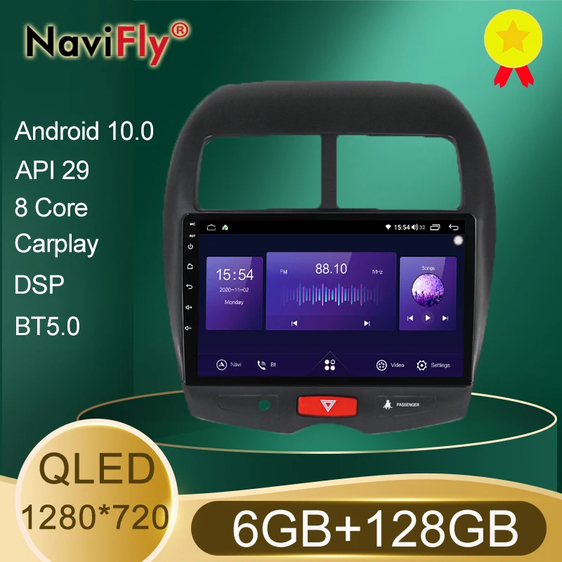 NaviFly 7862 QLED экран 1280*720 Android 10 0 для Mitsubishi ASX 1 2010 - 2016 автомобильный Радио Мультимедиа