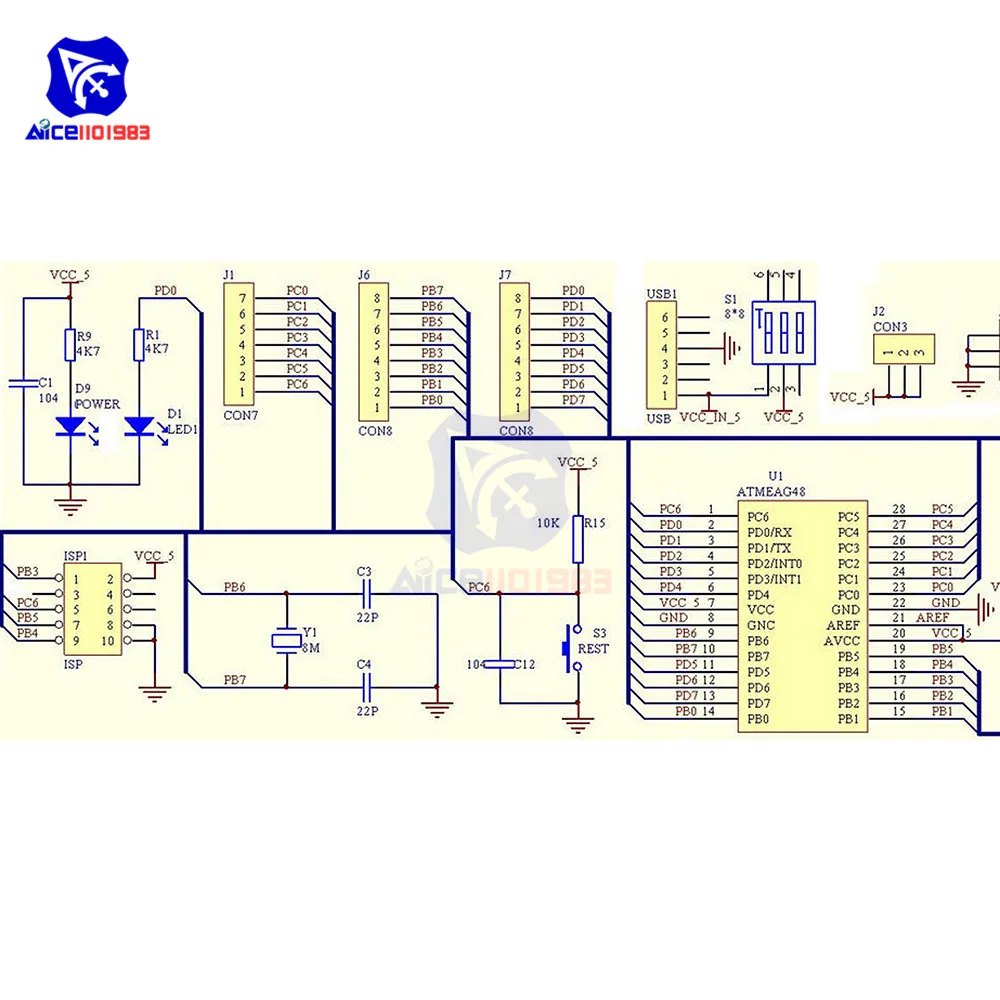 Diymore ATMEGA8 ATmega48 AVR минимальная система макетная плата миниатюрный мини электронный набор деталей без чипа DIY Kit