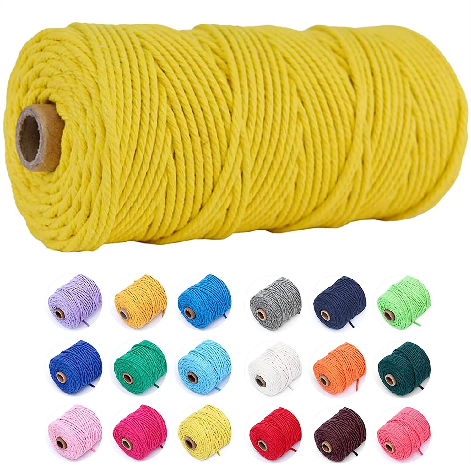 

100M/Roll 3mm 100% Colored Macrame Cotton Cord Colorful Twine String Cord Cotton Rope Craft Cord for Knitting Cord Home Textile