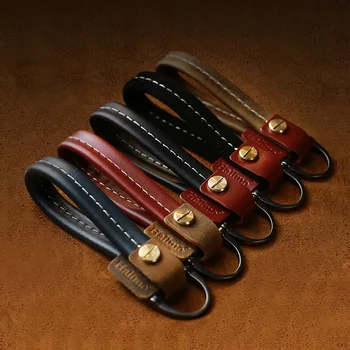 

High Quality Genuine Leather Hand Woven Car Horseshoe Buckle Keychain Metal Ring Keyring Chain Personalized Couple Holiday Gifts