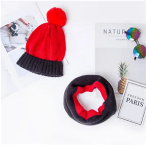 Pudcoco Newborns Hats Toddler Kids Girls Boys Knited Caps Baby Infant Winter Crochet Knit Hat Beanie Cap Scarf Set - Цвет: Красный