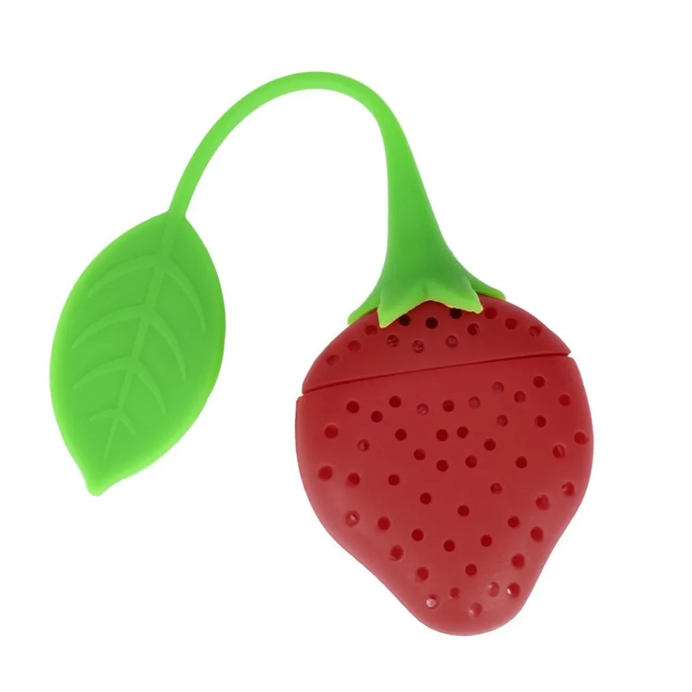 

Lovely Reuseable Foof safe Silicone Red Strawberry Shape Tea Leaf Bag Holder Tea Coffee Punch Filter Tea Infuser Drop shipping