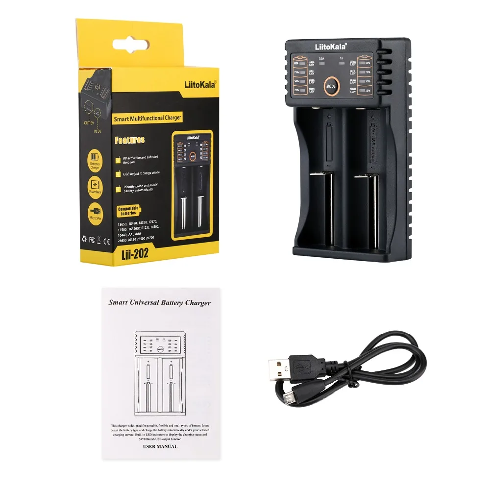 Зарядное устройство LiitoKala Lii-100 Lii-202 lii-402 18650 для 26650 16340 RCR123 14500 LiFePO4 | Электроника